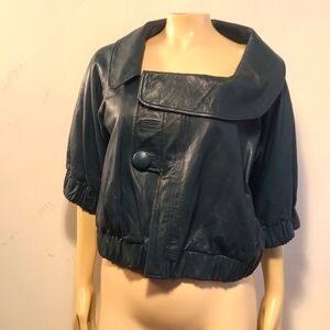 Mike & Chris | Teal Cropped Leather Jacket